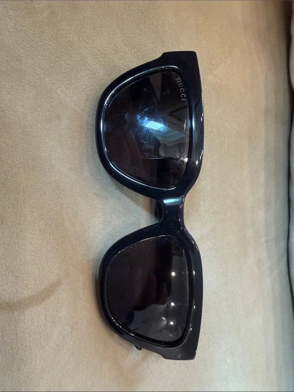 Gucci Black Gloss Oversized Women’s Sunglasses